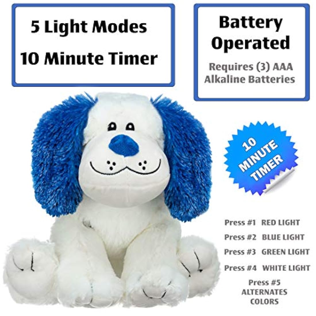 Luz nocturna de peluche LED para niños, funciona con pilas