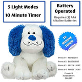 Luz nocturna de peluche LED para niños, funciona con pilas