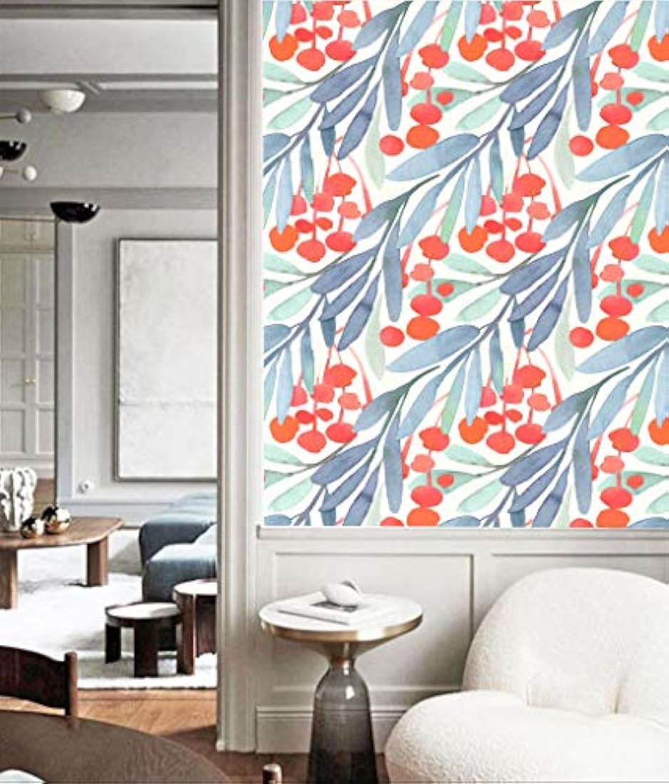 Papel pintado para pared, hojas color verde/azul (14.5pies²)