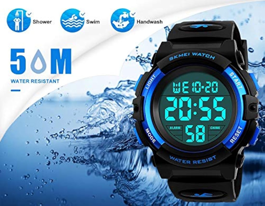 Reloj digital para niños y niñas resistente al agua