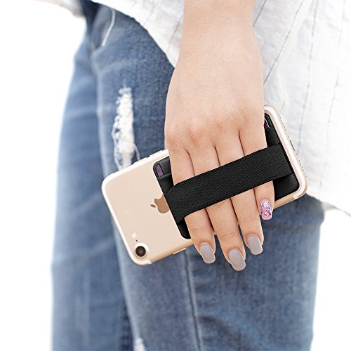 Sinjimoru Soporte para tarjetas de crédito con solapa, billetera segura como correa de dedo del teléfono, funda adhesiva para tarjeta de identificación para iPhone, bolsa Sinji B-Flap negro