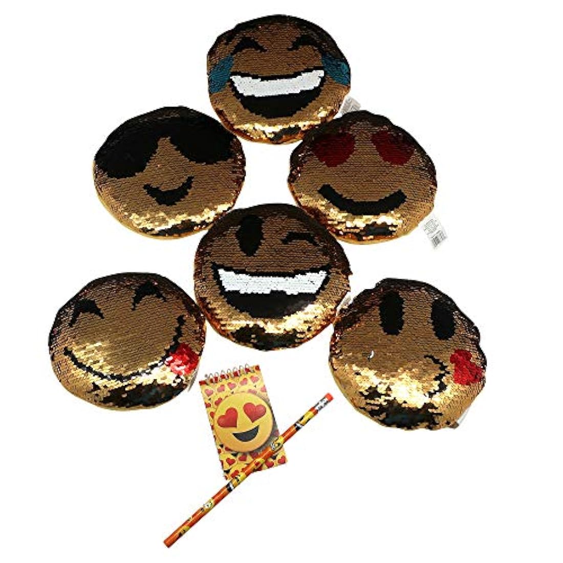 Flip lentejuelas Emoticon redondo Mini almohadas