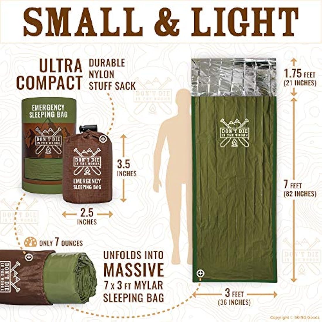 Saco de dormir de emergencia  ultraligero, impermeable