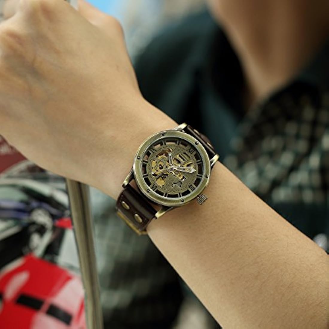 Reloj deportivo para hombre, diseño de esqueleto mecánico