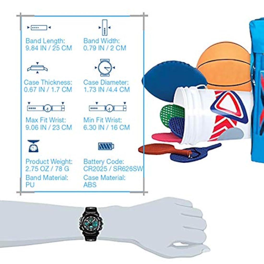 Kid Watch 50M Sport Sport LED Alarm Stopwatch Digital