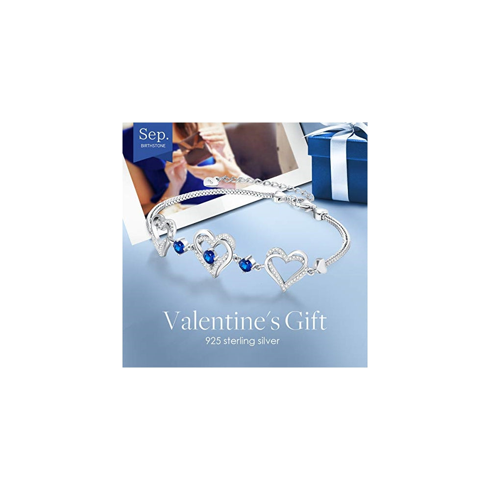 Pulseras de plata fina con colgante de corazón justable