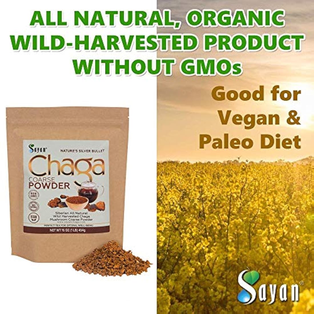 Siberian Raw Chaga Powder - Té súper antioxidante