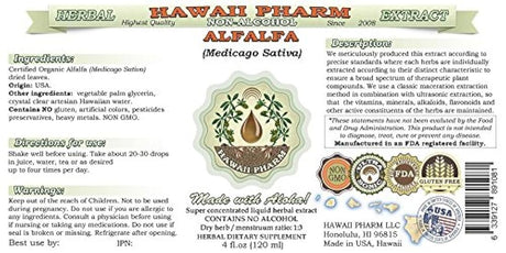 Alfalfa alcohol-free Extracto de líquido Alfalfa Orgánica