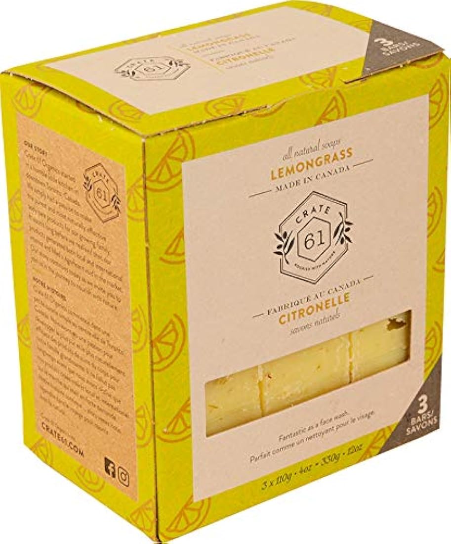 Jabón de Lemongrass de Crate 61, 3 unidades, 100% vegano