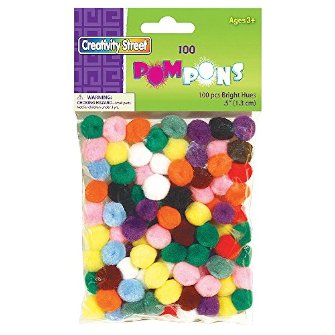 colores brillantes Pom Pons, 0.5 Altura, (100 piezas)