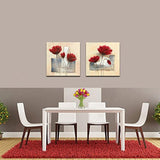 Cuadro decorativo con 2 paneles florales con pintura  oleo