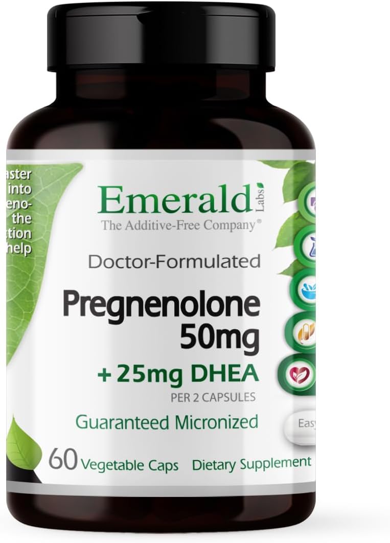 Suplemento EMERALD LABS Pregnenolona 50mg y DHEA 25mg
