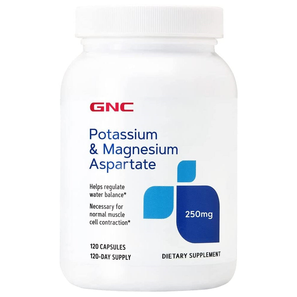 Suplementos Aspartato de potasio y magnesio 250 mg, 120 cápsulas, ayuda a regular el equilibrio del agua