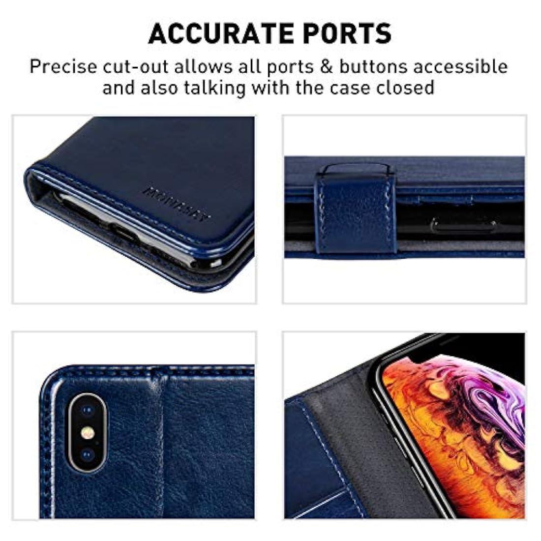 Monasay  Funda tipo cartera para iPhone X y iPhone Xs