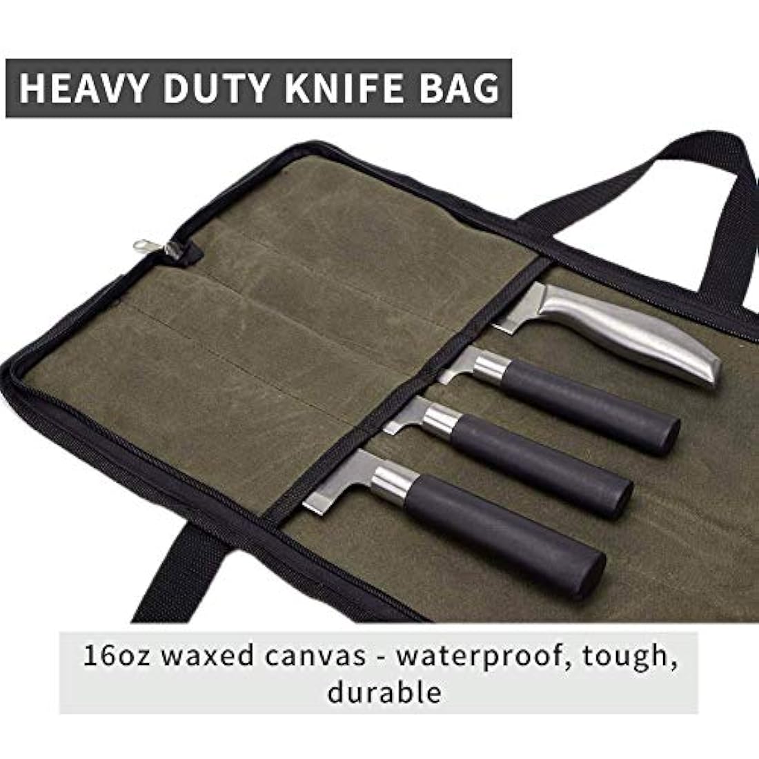 QEES Pro Chef's Knife Roll (4 ranuras), bolsa de lona