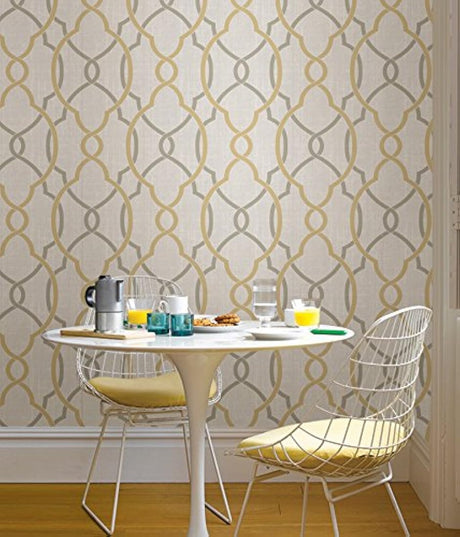 Papel pintado, color gris y amarillo