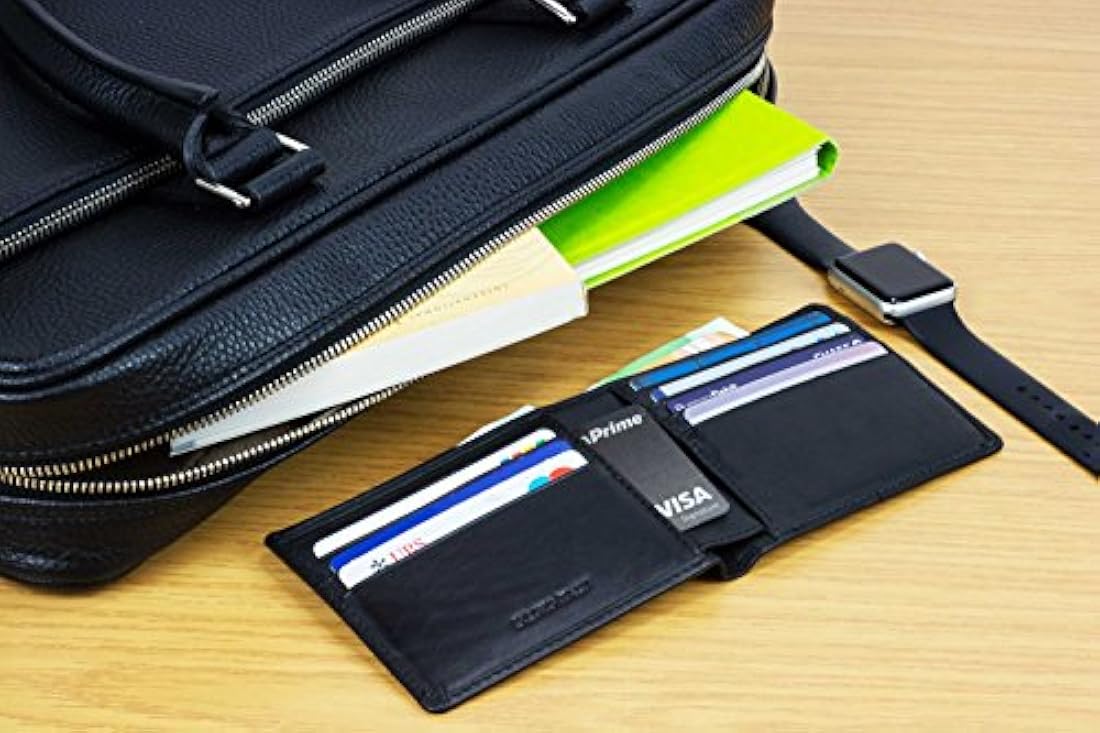 DiLoro -Billetera de piel fina para hombre,bolsillo bifold