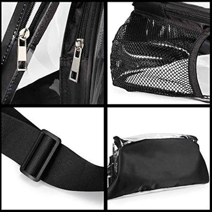 Morral bandolero unisex de PVC transparente/Negro. HULISEN