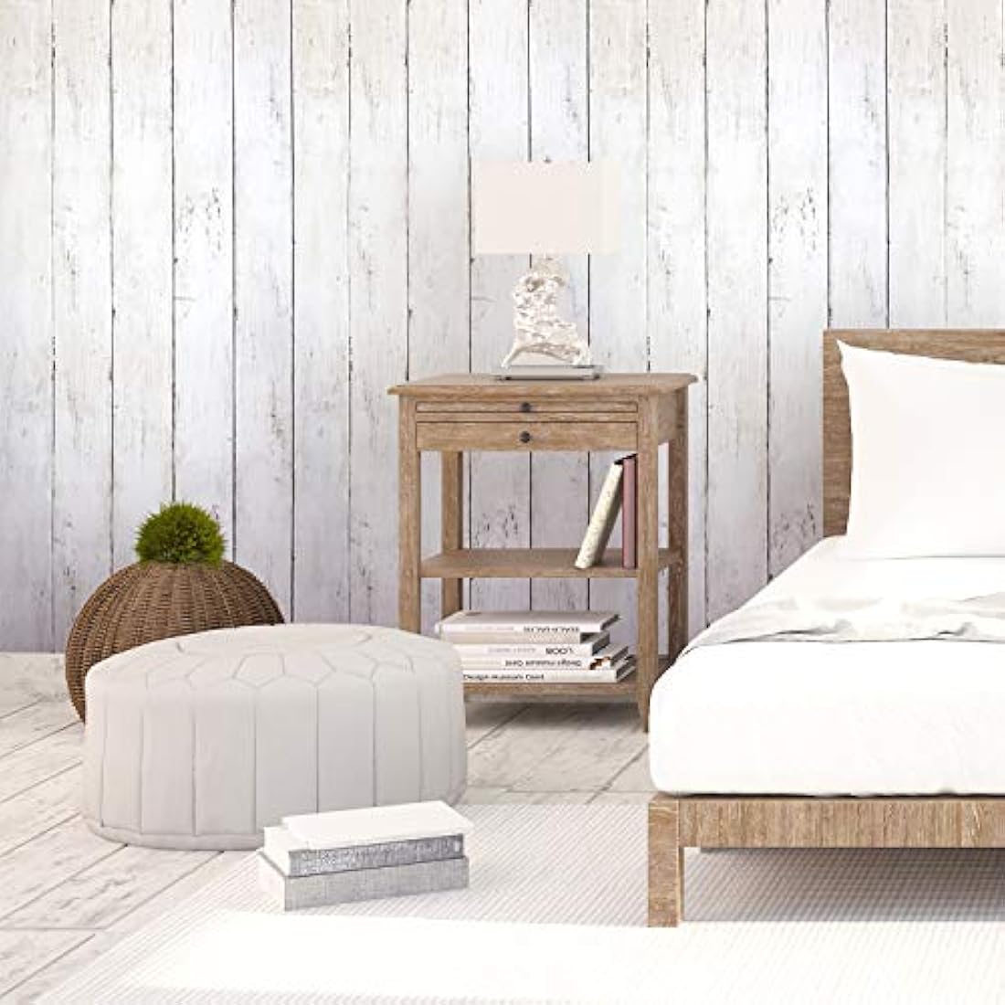 Papel pintado de madera blanca