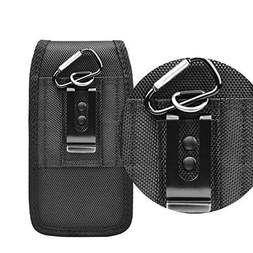 Takfox Funda de nailon para iPhone 13 Pro Max 12 11 XR XS 8 7 Samsung Galaxy S22 Ultra S21+ S20 FE S9 Note 20 10 9 A03S A12 A13 A32 A42 A52 A51 A71 Funda de clip de cinturón de nailon para teléfono