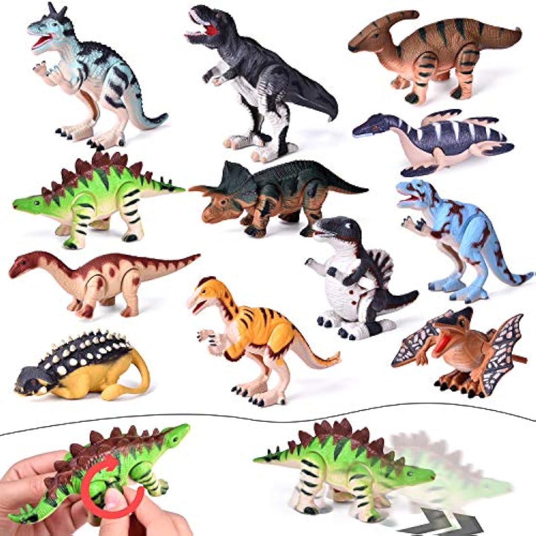 Juego de 12 juguetes de dinosaurio para regalos de fiesta