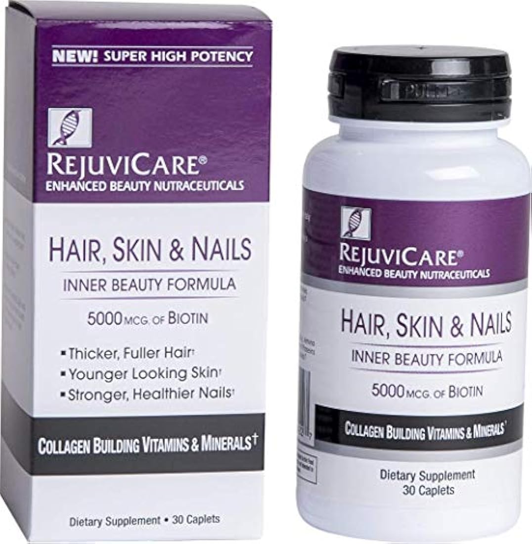 Rejuvicare Fórmula de belleza para cabello, piel y uñas con biotina, vitaminas y minerales de construcción de colágeno, 30 porciones