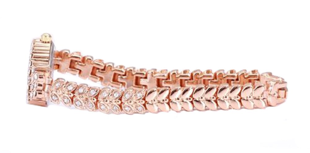 Reloj de pulsera de oro rosa real de King Girl para mujer