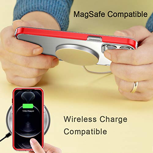 COOLQO - Funda transparente de silicona de cuerpo completo 360º a prueba de golpes, compatible con iPhone 12 / iPhone 12 Pro de 6.1 pulgadas [con 2 protectores de pantalla de vidrio templado], rojo