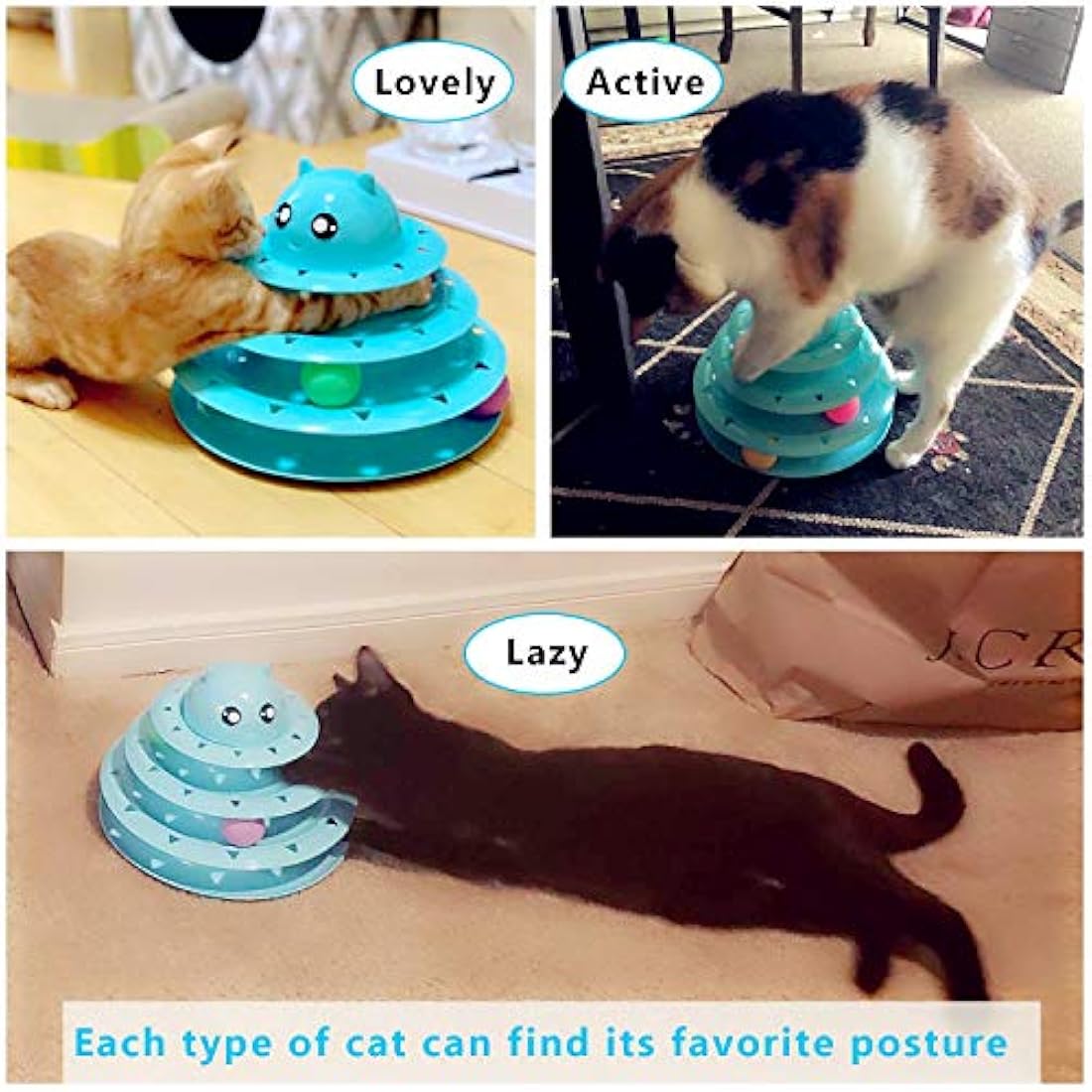 UPSKY Cat Toy Roller Cat Toys 3 Level Towers Tracks Roller