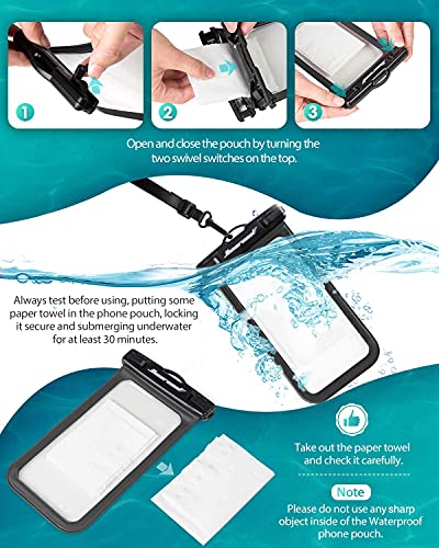 Hiearcool - Funda impermeable IPX8, universal y compatible con celular iPhone 12, Pro 11, Pro Max, XS, Max, XR, X, 8, 7, Samsung Galaxy S10, S9, Google Pixel 2 y HTC hasta 7 pulgadas, 2 unidades