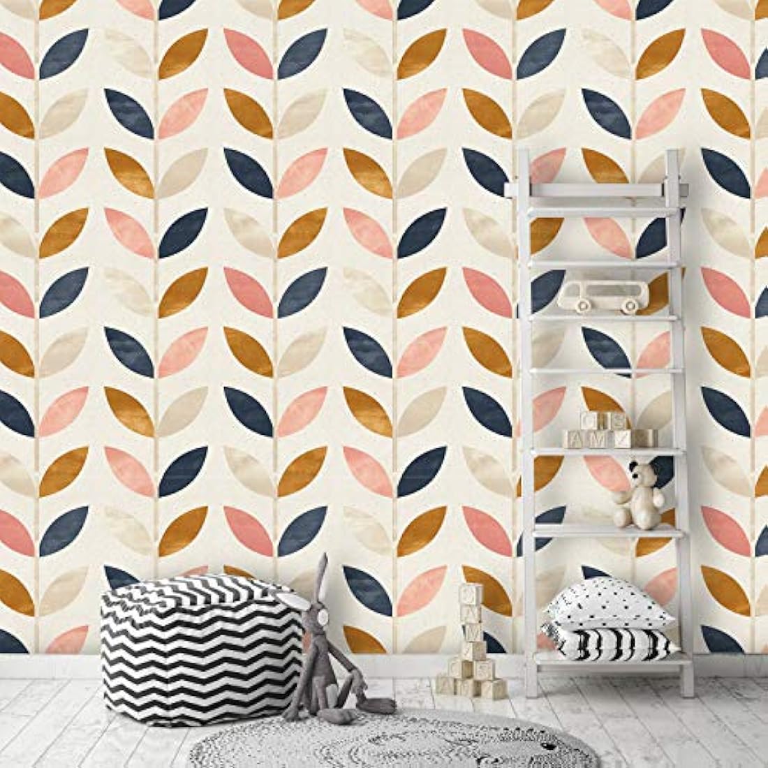 Papel pintado autoadhesivo,diseño floral de oro rosa