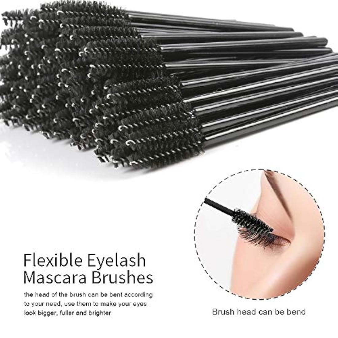 Aplicadores de maquillaje desechables, Teenitor 100 unidades de lápiz labial aplicador varitas y 100 unidades de pestañas pestañas pestañas brillo labial probador de labios pestañas cepillo de maquillaje de Halloween
