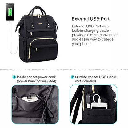 Morral para computadora portátil con puerto USB, Negro,LOOK