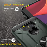 Funda para LG G6, funda para LG G6 con [3 protectores de pantalla de vidrio templado], soporte de anillo integrado y soporte magnético para coche a prueba de golpes, resistente a caídas, funda resistente para LG G6, color verde oscuro