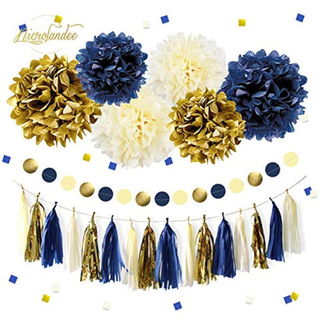 Kit de decoración para fiestas color dorado-azul