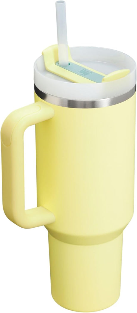 Vaso aislado al vacío de acero inoxidable con tapa y popote para agua, té helado o café
