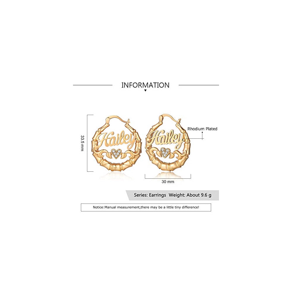 Aretes de aro de bambú personalizados para las mujeres