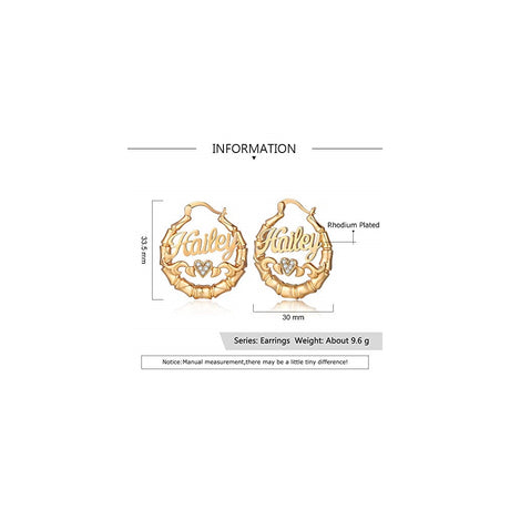 Aretes de aro de bambú personalizados para las mujeres