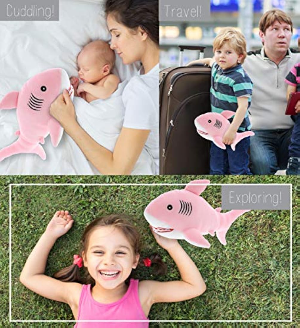 Peluche de tiburón color rosa y blanco 12in.Puzzled Inc