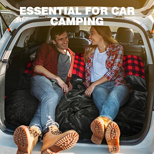 BESTEAM Saco de dormir doble de franela de algodón para acampar, mochilero, senderismo, sacos de dormir impermeables para 2 personas con 2 almohadas para adultos, adolescentes y niños en interiores y exteriores