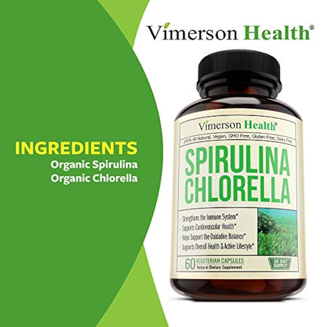 Spirulina Clorella Superfood Verde Orgánico.