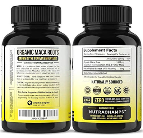 Cápsulas de Polvo de Maca Orgánico-1000mg Cultivado en Perú