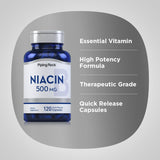 Niacina 500mg Piping Rock | 120 Cápsulas | No GMO, Sin Gluten