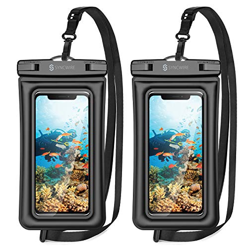 Syncwire Funda impermeable para teléfono, paquete de 2 fundas impermeables IPX8 universales para iPhone 13, 12 Pro Max SE2, 11 Pro XR X 8, 7, 6s Plus, Galaxy S21 S10 Note 10 Google Pixel hasta 7 pulgadas