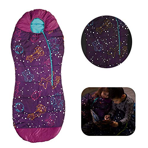 AceCamp Saco de dormir para mamá que brilla en la oscuridad, para niños y jóvenes, clasificación de temperatura de 30°F/-33.8&nbsp;°F, resistente al agua para camping, senderismo y fiesta de pijamas