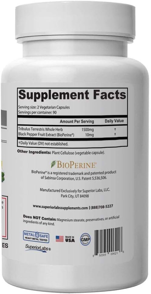 Suplemento Tribulus Terrestris bloqueador de cortisol 180u
