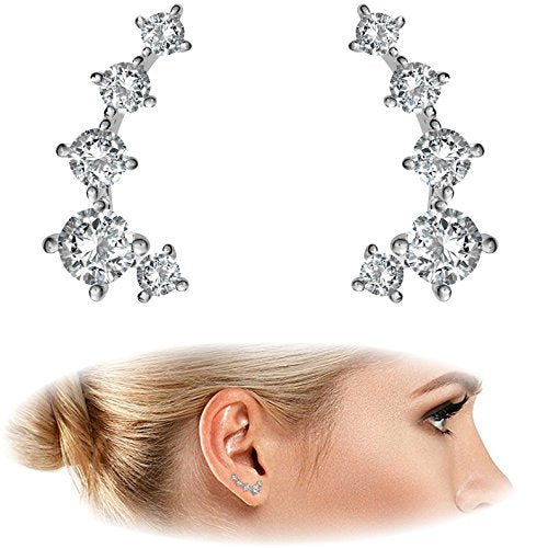 Pendientes de manguito chapado en oro blanco de 14 quilates