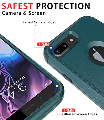 Diverbox Funda para iPhone 8 Plus, iPhone 7 Plus [a prueba de golpes] [a prueba de gotas] [a prueba de polvo], funda de protección resistente para Apple iPhone 8 Plus y 7 Plus (verde oscuro)