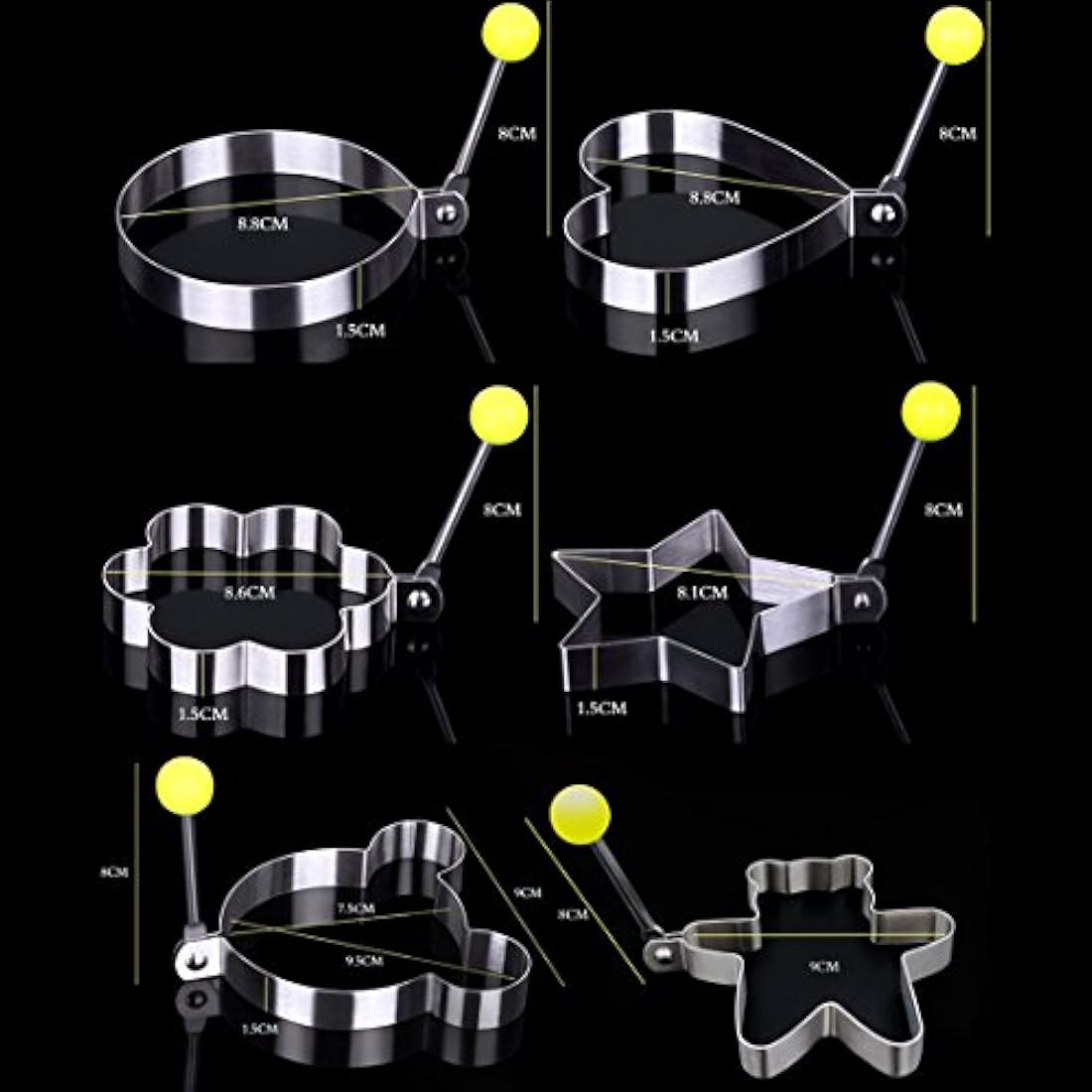 Juego de 8 moldes para huevos fritos antiadherentes