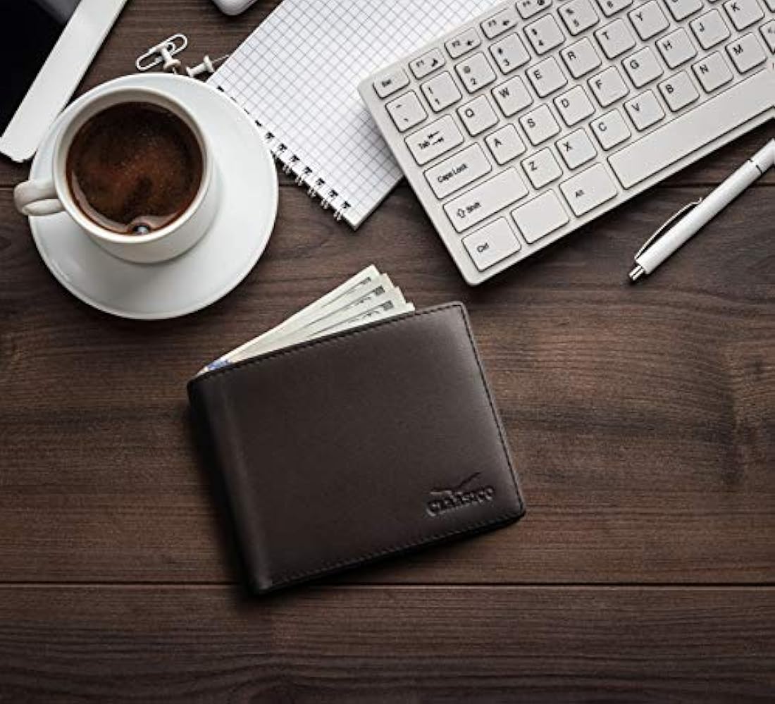 Cartera delgada Bifold para hombres de cuero genuino